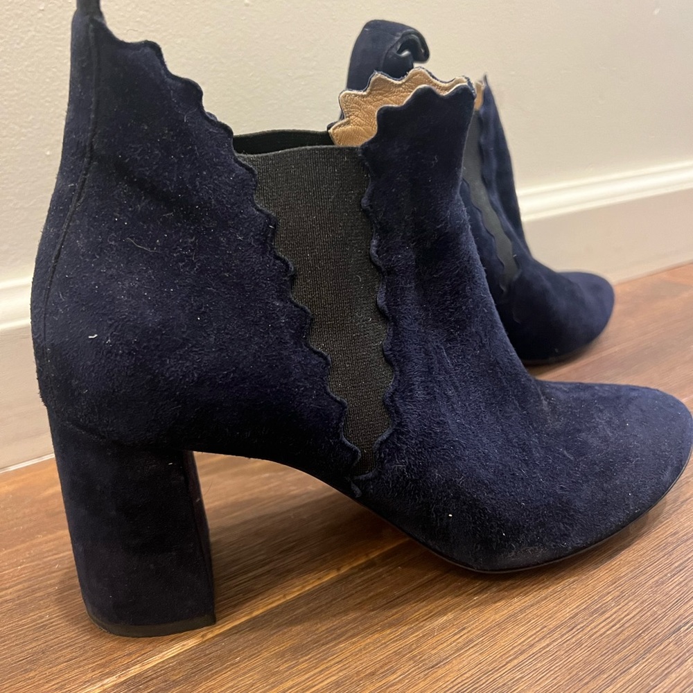 Chloe navy blue suede heeled bootie size 39